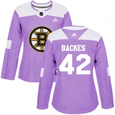 Women's Adidas Boston Bruins #42 David Backes Authentic Purple Fights Cancer Practice NHL Jersey