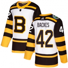 Youth Adidas Boston Bruins #42 David Backes Authentic White 2019 Winter Classic NHL Jersey