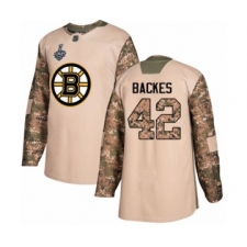 Youth Boston Bruins #42 David Backes Authentic Camo Veterans Day Practice 2019 Stanley Cup Final Bound Hockey Jersey