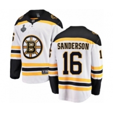 Men's Boston Bruins #16 Derek Sanderson Authentic White Away Fanatics Branded Breakaway 2019 Stanley Cup Final Bound Hockey Jersey