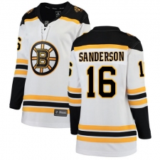 Women's Boston Bruins #16 Derek Sanderson Authentic White Away Fanatics Branded Breakaway NHL Jersey