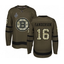 Youth Boston Bruins #16 Derek Sanderson Authentic Green Salute to Service 2019 Stanley Cup Final Bound Hockey Jersey