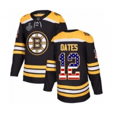 Men's Boston Bruins #12 Adam Oates Authentic Black USA Flag Fashion 2019 Stanley Cup Final Bound Hockey Jersey