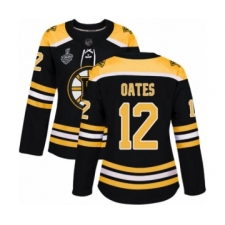 Women's Boston Bruins #12 Adam Oates Authentic Black Home 2019 Stanley Cup Final Bound Hockey Jersey
