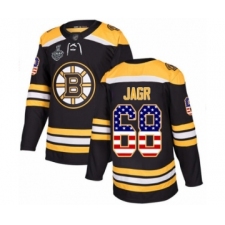 Men's Boston Bruins #68 Jaromir Jagr Authentic Black USA Flag Fashion 2019 Stanley Cup Final Bound Hockey Jersey