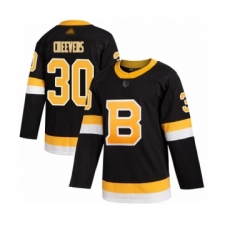 Men's Boston Bruins #30 Gerry Cheevers Authentic Black Alternate Hockey Jersey