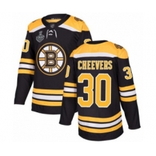 Men's Boston Bruins #30 Gerry Cheevers Authentic Black Home 2019 Stanley Cup Final Bound Hockey Jersey