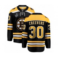 Men's Boston Bruins #30 Gerry Cheevers Authentic Black Home Fanatics Branded Breakaway 2019 Stanley Cup Final Bound Hockey Jersey