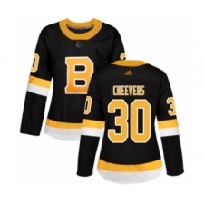 Women's Boston Bruins #30 Gerry Cheevers Authentic Black Alternate Hockey Jersey