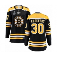 Women's Boston Bruins #30 Gerry Cheevers Authentic Black Home Fanatics Branded Breakaway 2019 Stanley Cup Final Bound Hockey Jersey