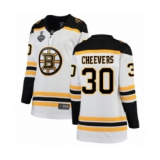Women's Boston Bruins #30 Gerry Cheevers Authentic White Away Fanatics Branded Breakaway 2019 Stanley Cup Final Bound Hockey Jersey