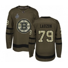 Youth Boston Bruins #79 Jeremy Lauzon Authentic Green Salute to Service 2019 Stanley Cup Final Bound Hockey Jersey