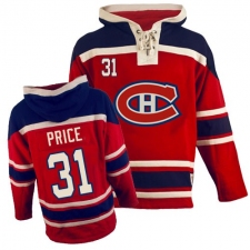 Men's Old Time Hockey Montreal Canadiens #31 Carey Price Authentic Red Sawyer Hooded Sweatshirt NHL Jersey