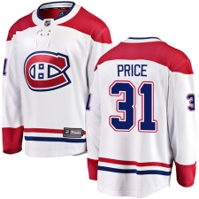Youth Montreal Canadiens #31 Carey Price Authentic White Away Fanatics Branded Breakaway NHL Jersey