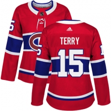 Women's Adidas Montreal Canadiens #15 Chris Terry Authentic Red Home NHL Jersey