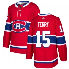 Youth Adidas Montreal Canadiens #15 Chris Terry Authentic Red Home NHL Jersey