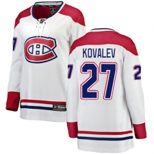 Women's Montreal Canadiens #27 Alexei Kovalev Authentic White Away Fanatics Branded Breakaway NHL Jersey