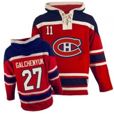 Men's Old Time Hockey Montreal Canadiens #27 Alex Galchenyuk Authentic Red Sawyer Hooded Sweatshirt NHL Jersey