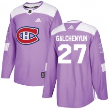 Youth Adidas Montreal Canadiens #27 Alex Galchenyuk Authentic Purple Fights Cancer Practice NHL Jersey
