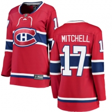 Women's Montreal Canadiens #17 Torrey Mitchell Authentic Red Home Fanatics Branded Breakaway NHL Jersey