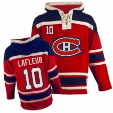 Men's Old Time Hockey Montreal Canadiens #10 Guy Lafleur Premier Red Sawyer Hooded Sweatshirt NHL Jersey