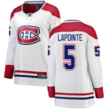 Women's Montreal Canadiens #5 Guy Lapointe Authentic White Away Fanatics Branded Breakaway NHL Jersey