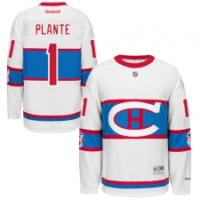 Men's Reebok Montreal Canadiens #1 Jacques Plante Authentic White 2016 Winter Classic NHL Jersey