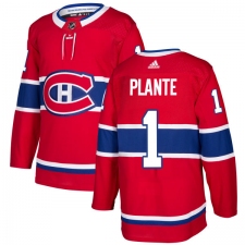 Youth Adidas Montreal Canadiens #1 Jacques Plante Authentic Red Home NHL Jersey