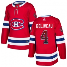 Men's Adidas Montreal Canadiens #4 Jean Beliveau Authentic Red Drift Fashion NHL Jersey