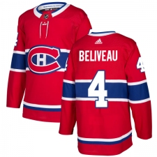 Men's Adidas Montreal Canadiens #4 Jean Beliveau Authentic Red Home NHL Jersey