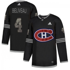 Men's Adidas Montreal Canadiens #4 Jean Beliveau Black Authentic Classic Stitched NHL Jersey