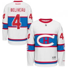 Men's Reebok Montreal Canadiens #4 Jean Beliveau Authentic White 2016 Winter Classic NHL Jersey