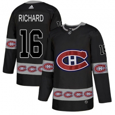 Men's Adidas Montreal Canadiens #16 Henri Richard Authentic Black Team Logo Fashion NHL Jersey