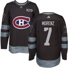 Men's Adidas Montreal Canadiens #7 Howie Morenz Authentic Black 1917-2017 100th Anniversary NHL Jersey