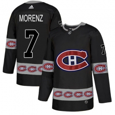 Men's Adidas Montreal Canadiens #7 Howie Morenz Authentic Black Team Logo Fashion NHL Jersey