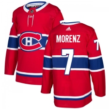 Men's Adidas Montreal Canadiens #7 Howie Morenz Authentic Red Home NHL Jersey