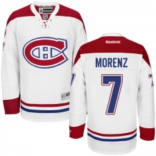 Men's Reebok Montreal Canadiens #7 Howie Morenz Authentic White Away NHL Jersey