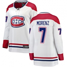 Women's Montreal Canadiens #7 Howie Morenz Authentic White Away Fanatics Branded Breakaway NHL Jersey