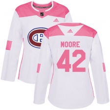Women's Adidas Montreal Canadiens #42 Dominic Moore Authentic White/Pink Fashion NHL Jersey