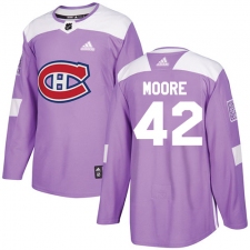 Youth Adidas Montreal Canadiens #42 Dominic Moore Authentic Purple Fights Cancer Practice NHL Jersey