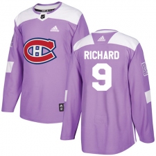Men's Adidas Montreal Canadiens #9 Maurice Richard Authentic Purple Fights Cancer Practice NHL Jersey