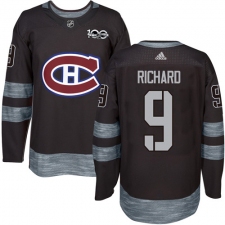 Men's Adidas Montreal Canadiens #9 Maurice Richard Premier Black 1917-2017 100th Anniversary NHL Jersey