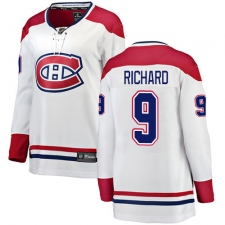 Women's Montreal Canadiens #9 Maurice Richard Authentic White Away Fanatics Branded Breakaway NHL Jersey