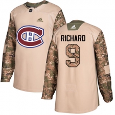 Youth Adidas Montreal Canadiens #9 Maurice Richard Authentic Camo Veterans Day Practice NHL Jersey