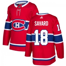 Men's Adidas Montreal Canadiens #18 Serge Savard Premier Red Home NHL Jersey
