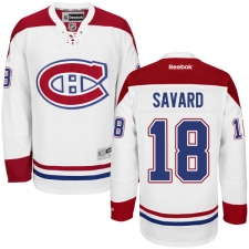 Men's Reebok Montreal Canadiens #18 Serge Savard Authentic White Away NHL Jersey