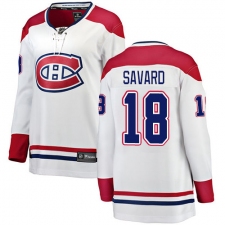 Women's Montreal Canadiens #18 Serge Savard Authentic White Away Fanatics Branded Breakaway NHL Jersey