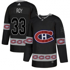Men's Adidas Montreal Canadiens #33 Patrick Roy Authentic Black Team Logo Fashion NHL Jersey