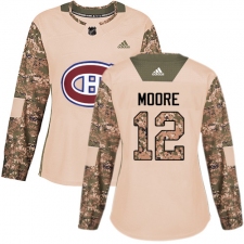 Women's Adidas Montreal Canadiens #12 Dickie Moore Authentic Camo Veterans Day Practice NHL Jersey