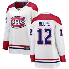Women's Montreal Canadiens #12 Dickie Moore Authentic White Away Fanatics Branded Breakaway NHL Jersey